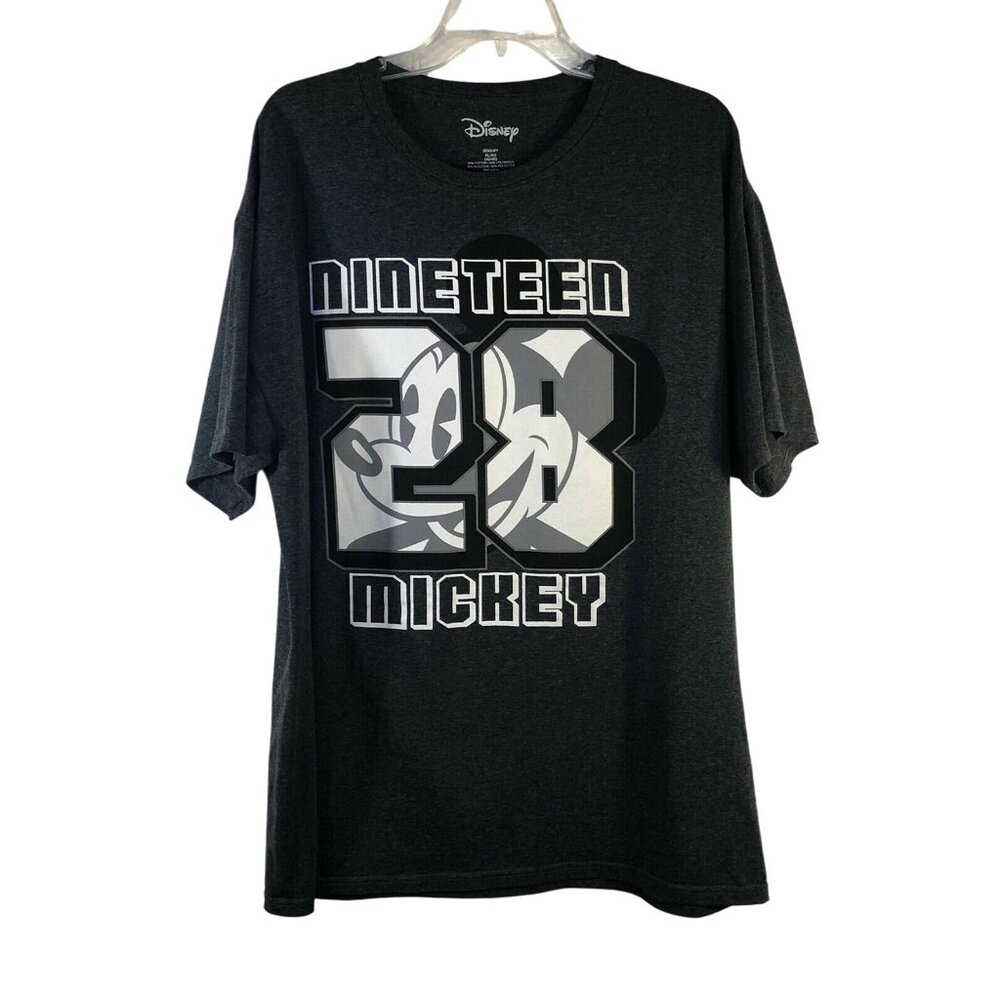Disney 1928 Mickey Mouse Mens Gray Short Sleeve Graphic T-shirt Size XL